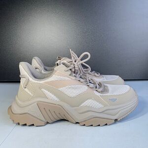 Mark Nason Smart Block Vada Sneakers Women’s 8.5 Beige Knit Platform Casual Shoe